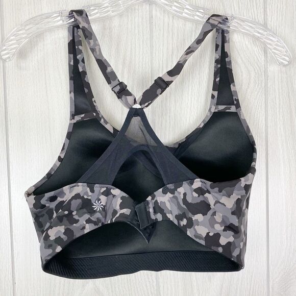Athleta | Gray Scale Animal Print Advance Sports Bra Size 36D - Picture 2 of 11